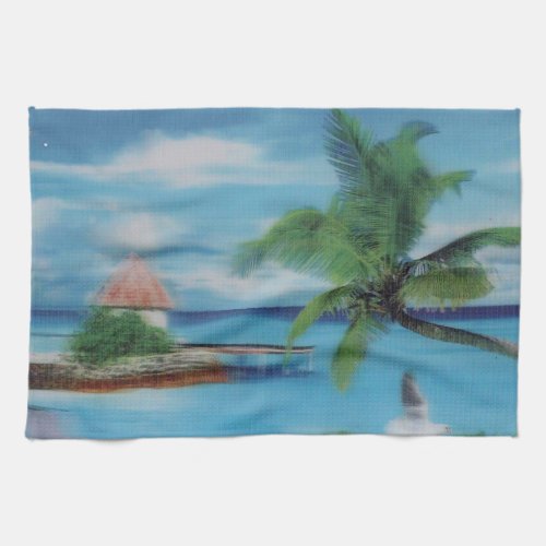 Coconut palm tree beachjpg kitchen towel