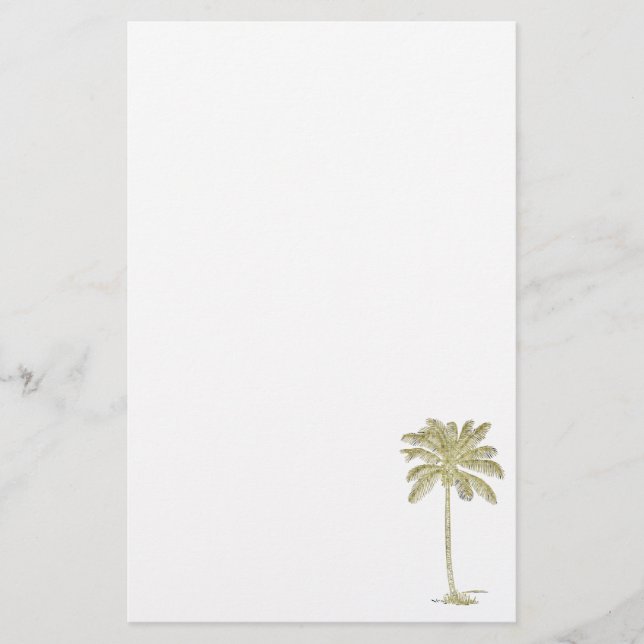 Coconut Palm Tree Illustration Tropical Theme Stationery (Front)