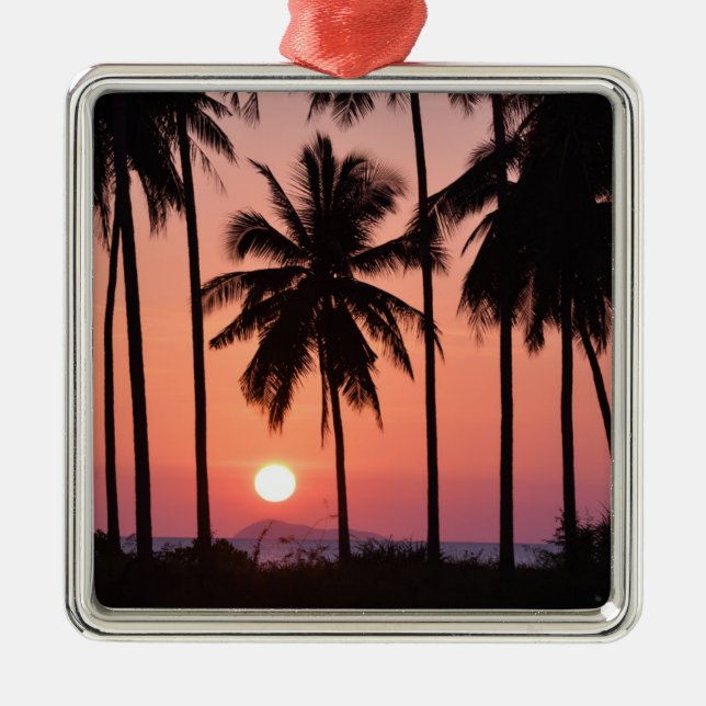Coconut Palm Tree Landscape Metal Ornament (Front)
