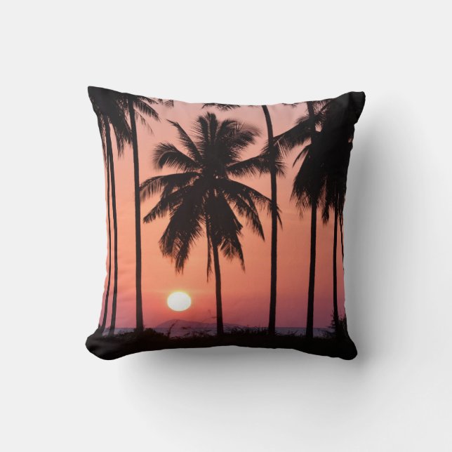 Coconut Palm Tree Landscape Throw Pillow (Front)