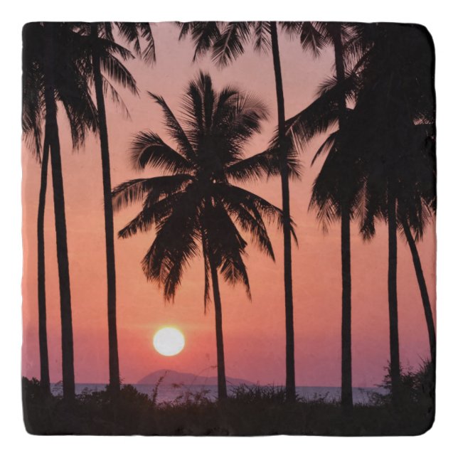 Coconut Palm Tree Landscape Trivet (Front)