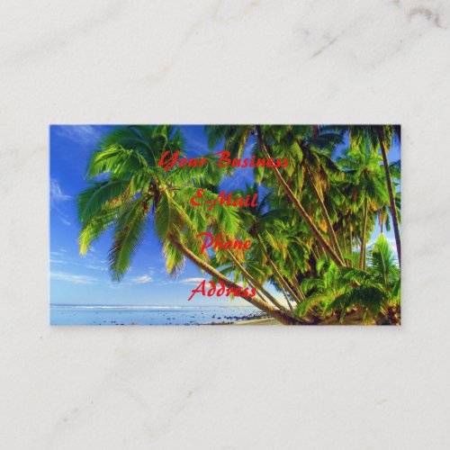 Coconut Palm Tree Sandy Tropical Island Beach Business Card