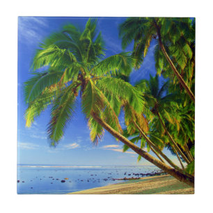 Coconut Palm Tree Sandy Tropical Island Beach Ceramic Tile