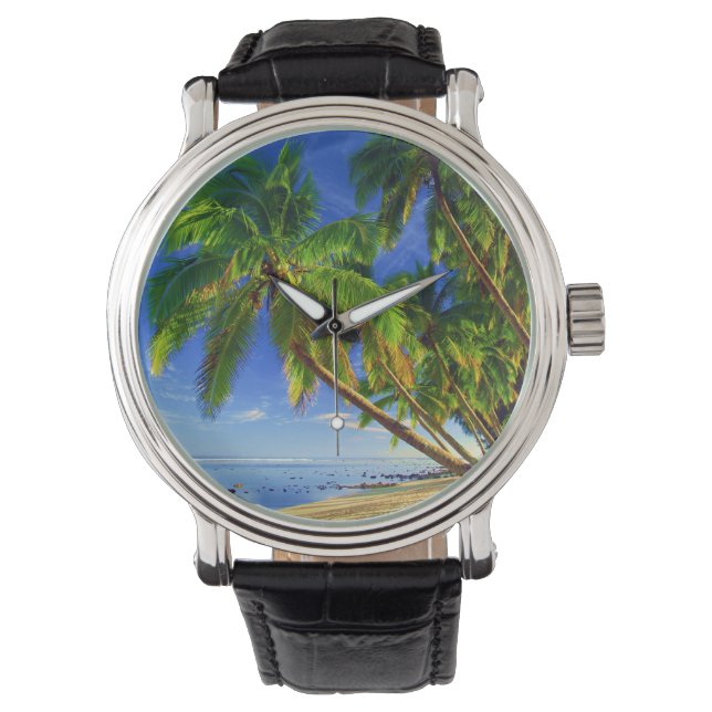 Coconut Palm Tree Sandy Tropical Island Beach Watch (Front)
