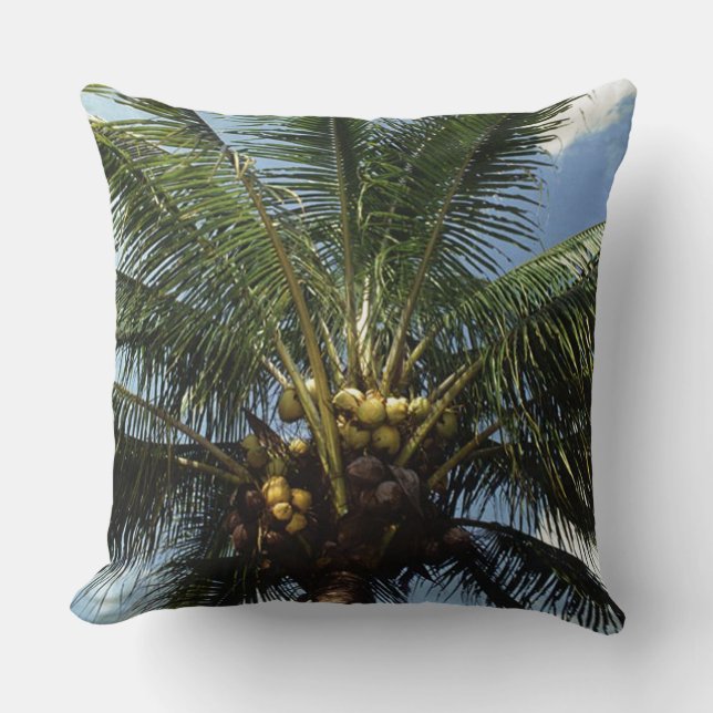 Coconut Palm Tree Throw Pillow (Front)