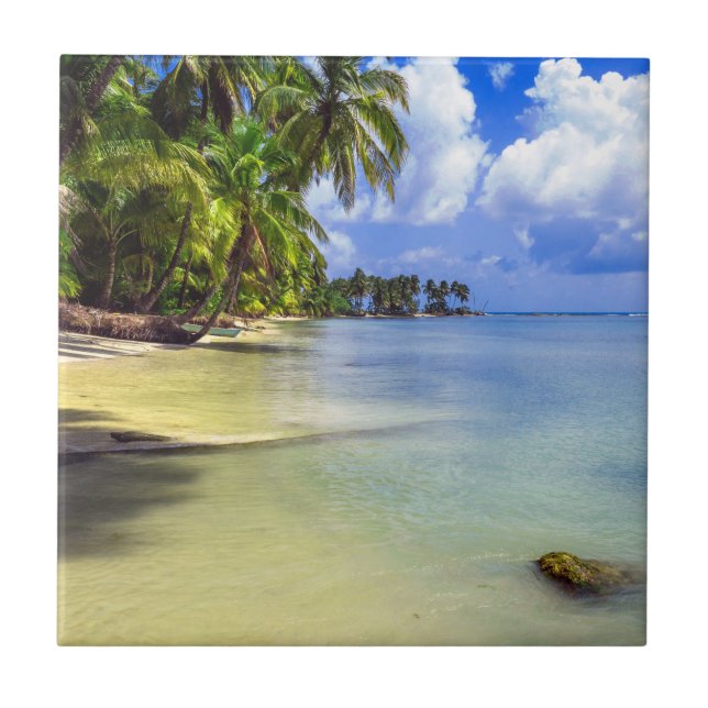 Coconut Palm Tree Tropical Island Ceramic Tile (Front)