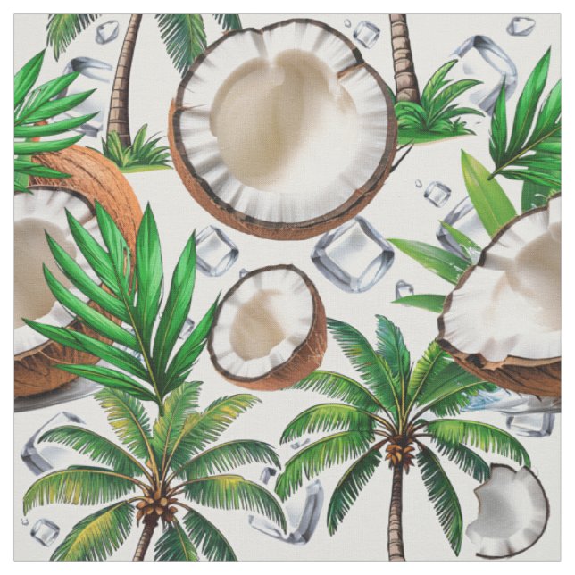 Coconut Palm Tree Tropical Pattern Design  Fabric (Swatch)