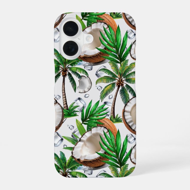 Coconut Palm Tree Tropical Pattern Design  Iphone Case (Back)