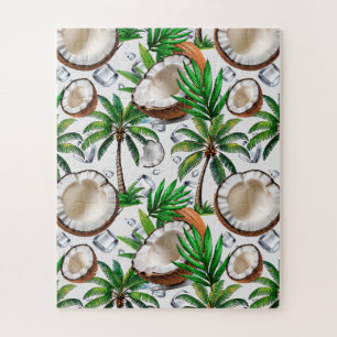 Coconut Palm Tree Tropical Pattern Design  Jigsaw Puzzle