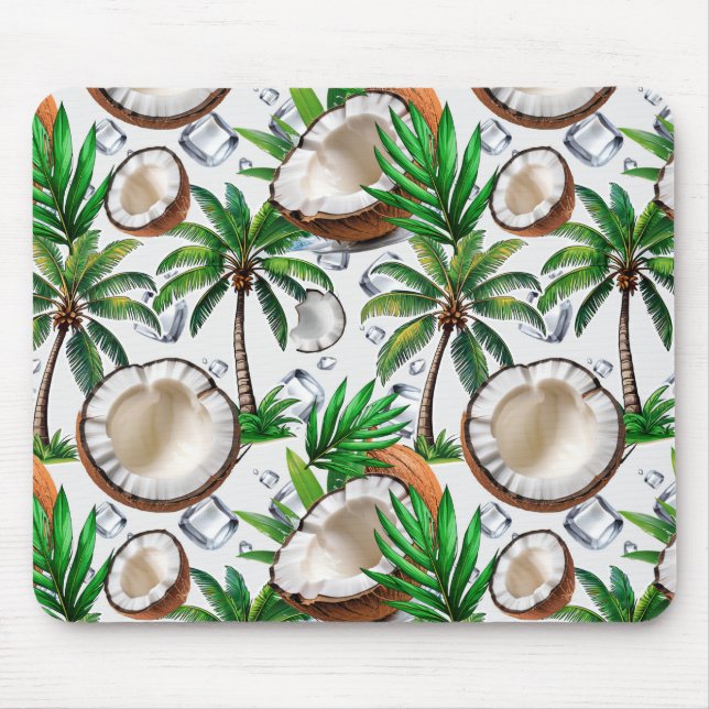Coconut Palm Tree Tropical Pattern Design  Mouse Pad (Front)