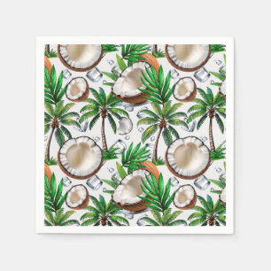 Coconut Palm Tree Tropical Pattern Design Napkins
