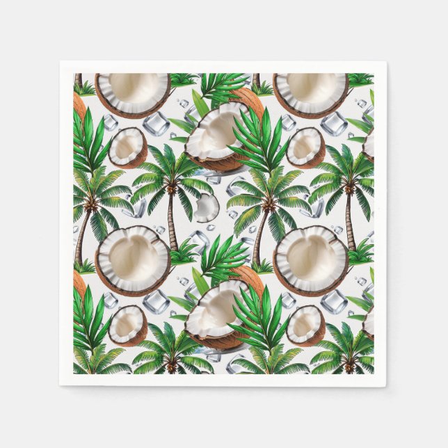 Coconut Palm Tree Tropical Pattern Design  Napkins (Front)