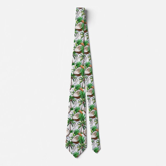 Coconut Palm Tree Tropical Pattern Design  Neck Tie (Front)