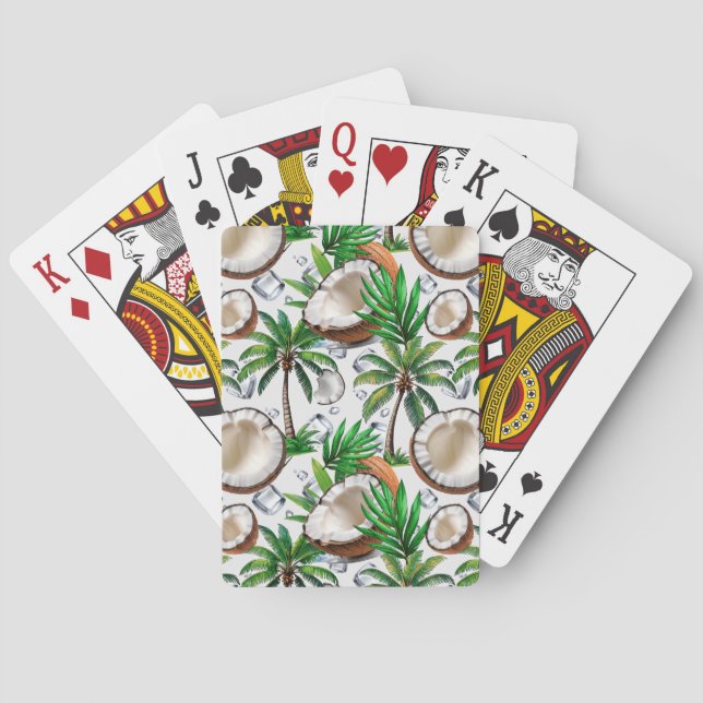 Coconut Palm Tree Tropical Pattern Design  Poker Cards (Back)