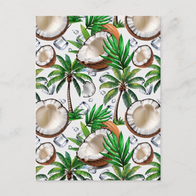 Coconut Palm Tree Tropical Pattern Design  Postcard (Front)