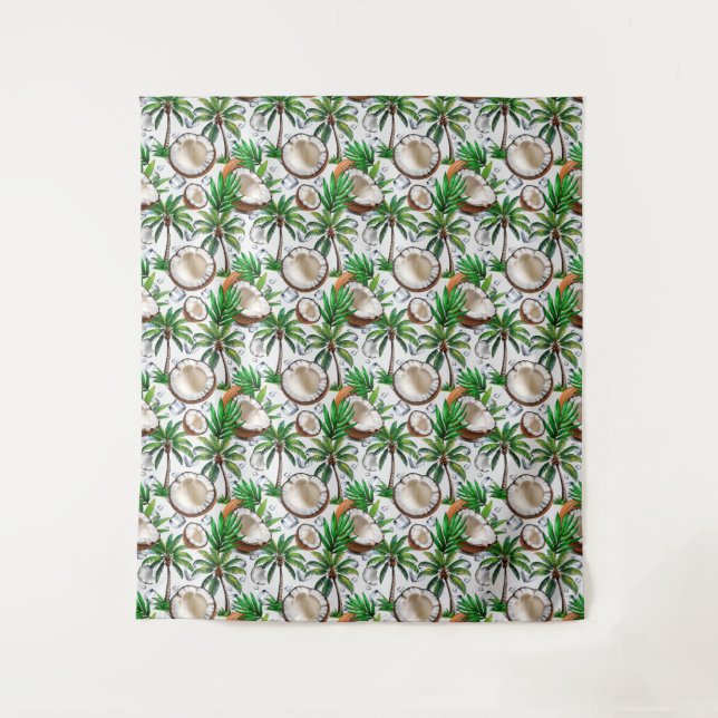 Coconut Palm Tree Tropical Pattern Design  Tapestry (Front)