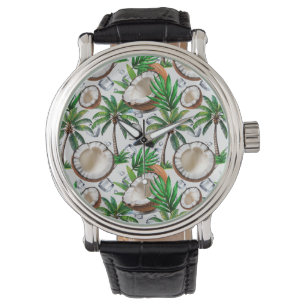 Coconut Palm Tree Tropical Pattern Design Watch