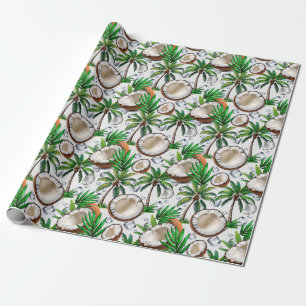 Coconut Palm Tree Tropical Pattern Design  Wrapping Paper