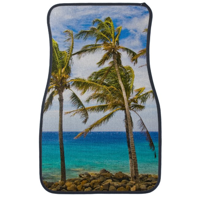 Coconut palm trees (Cocos nucifera) swaying in Car Floor Mat (Front)