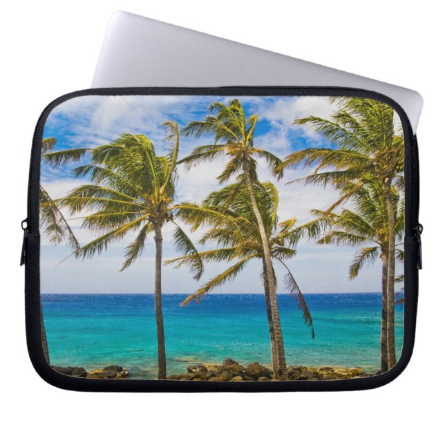 Coconut palm trees (Cocos nucifera) swaying in Laptop Sleeve (Front)