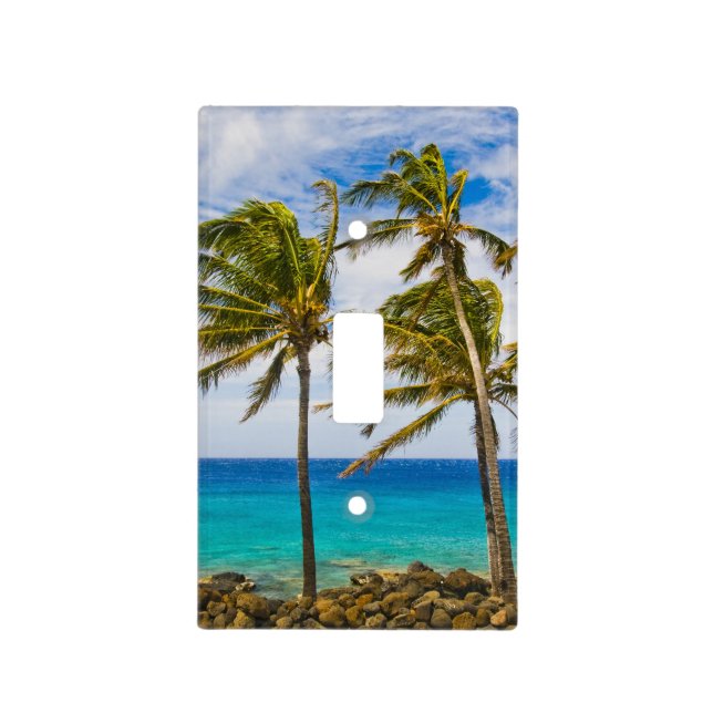 Coconut palm trees (Cocos nucifera) swaying in Light Switch Cover (Front)