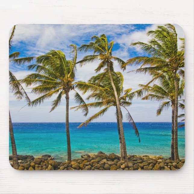 Coconut palm trees (Cocos nucifera) swaying in Mouse Pad (Front)