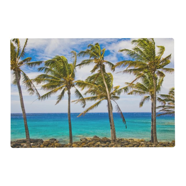 Coconut palm trees (Cocos nucifera) swaying in Placemat (Front)