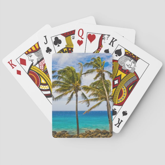Coconut palm trees (Cocos nucifera) swaying in Poker Cards (Back)
