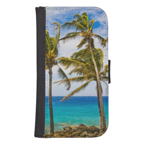 Coconut palm trees Cocos nucifera swaying in Wallet Phone Case For Samsung Galaxy S4