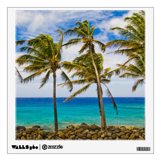 Coconut palm trees (Cocos nucifera) swaying in Wall Sticker (Front)