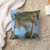Coconut Palm Trees on the Beach Blue/Green/Brown Throw Pillow (Blanket)