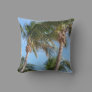 Coconut Palm Trees on the Beach Blue/Green/Brown Throw Pillow