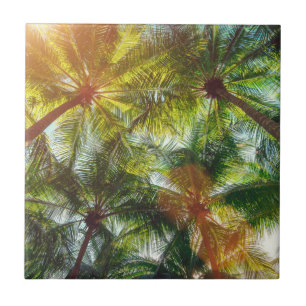 Coconut Palm trees on the Beach Ceramic Tile