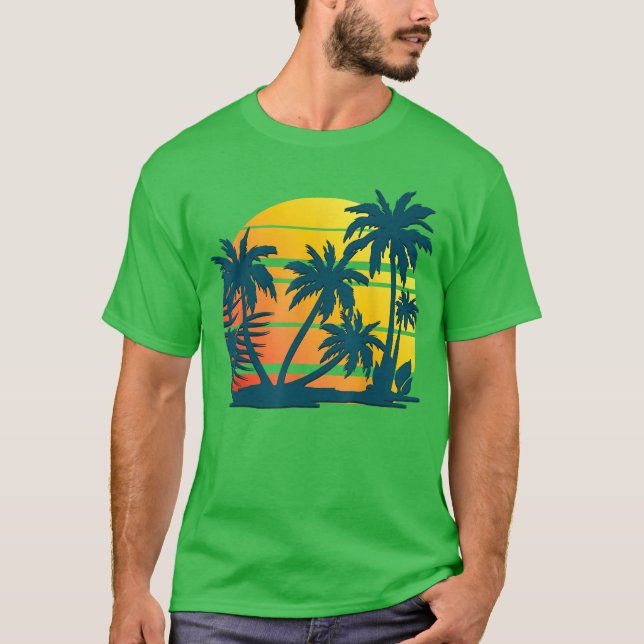Coconut Palm Trees Summer Vacation Beach Tropical  T-Shirt (Front)