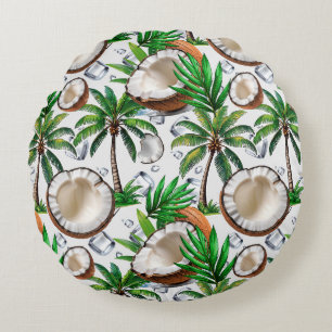 Coconut Palm Trees Tropical Design  Round Pillow