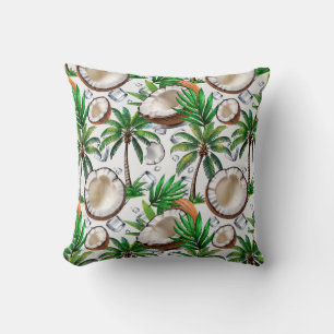 Coconut Palm Trees Tropical Design  Throw Pillow