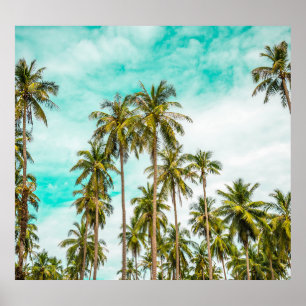 Coconut Palm Trees Vintage Filter. Poster