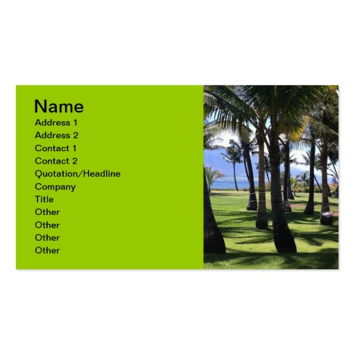 Coconut Palms Nui Hawaii Business Card | Zazzle