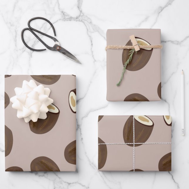 Coconut Pattern Wrapping Paper Sheets (Front)