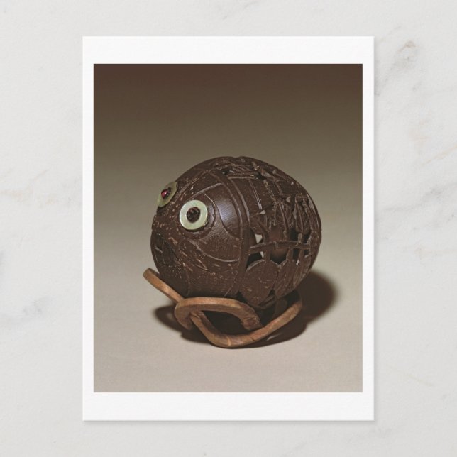 Coconut sculpted into a face, c.1895 postcard (Front)