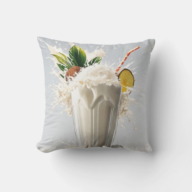 "Coconut Shake Vector Design Pillow" Throw Pillow (Front)