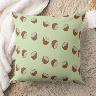 Coconut slices pattern on green throw pillow