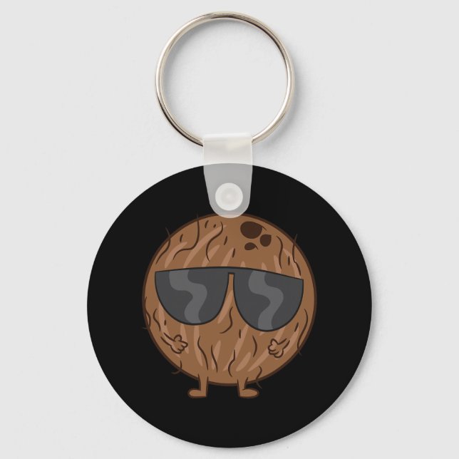 Coconut Summer Fruit Coconut With Sunglasses Love  Keychain (Front)