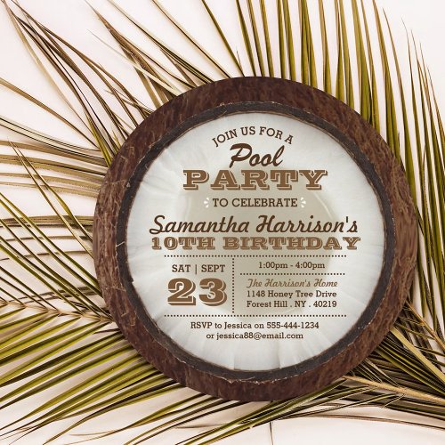Coconut Summer Pool Party Any Age Birthday