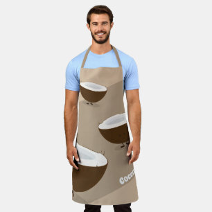 Coconut Tan White Brown Fruit Food Cartoon Apron