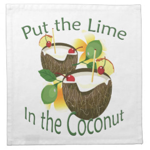 Coconut Tiki Bar Cocktail Cloth Napkin