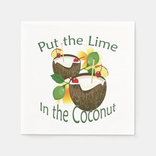 Coconut Tiki Bar Cocktail Paper Napkin