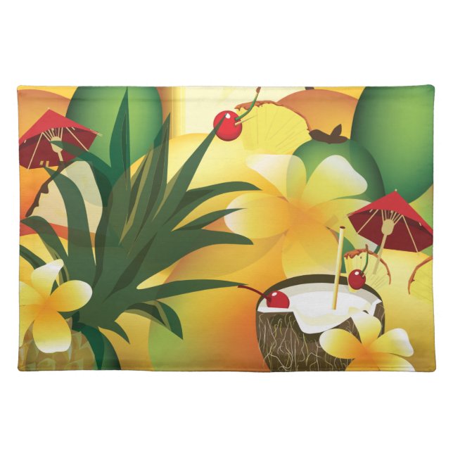 Coconut Tiki Bar Tropical Luau Placemat (Front)