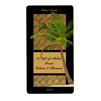 Coconut Tree Aloha Wine Craft Label by MoonArtandDesigns at Zazzle