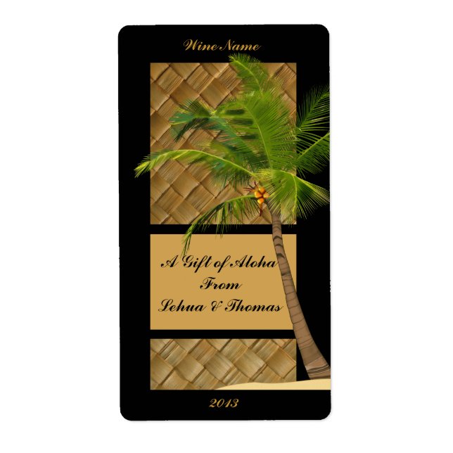 Coconut Tree Aloha Wine Craft Label (Front)